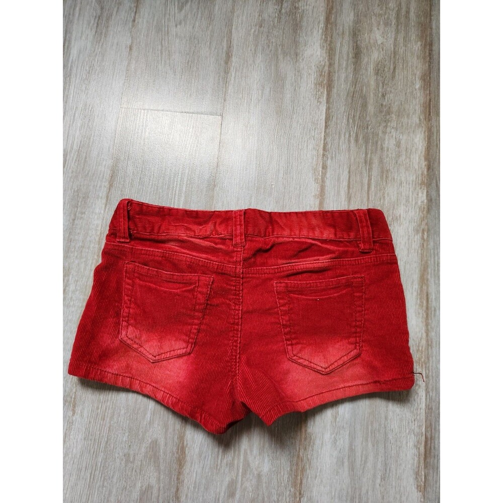 VTG Y2K Truce Red Corduroy Low Rise Shorts Distressed Zip Pocket Stretch S EUC - Picture 9 of 9